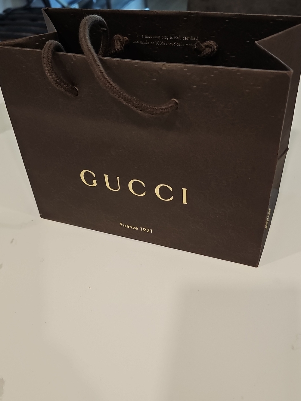 Gucci Brown Paper Shopping Bag